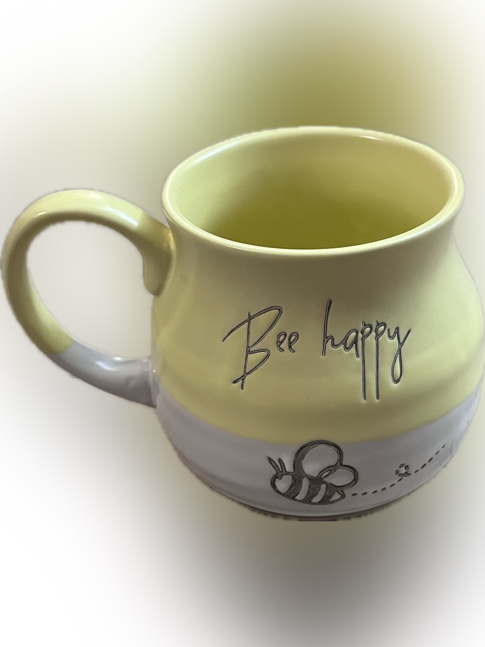 Bee Happy Yellow White Brown Mug Global Design Connections